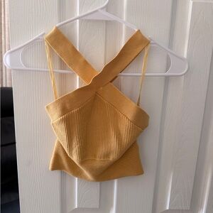 Abercrombie & Fitch Cross-Back Ribbed Camisole in Mustard